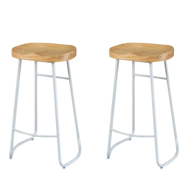 Contemporary Wood Seat Bar Stool Metal Bar Stool for Home Use 2 Piece Set Backless Clearhalo 'Bar Furniture' 'Bar Stools' 'bar_stools' 'furn' 'furn_bar_stools' 'Furniture' 'Kitchen & Dining Furniture' 6186157
