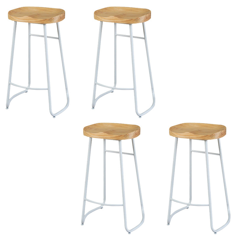 Contemporary Wood Seat Bar Stool Metal Bar Stool for Home Use 4 Piece Set Backless Clearhalo 'Bar Furniture' 'Bar Stools' 'bar_stools' 'furn' 'furn_bar_stools' 'Furniture' 'Kitchen & Dining Furniture' 6186160