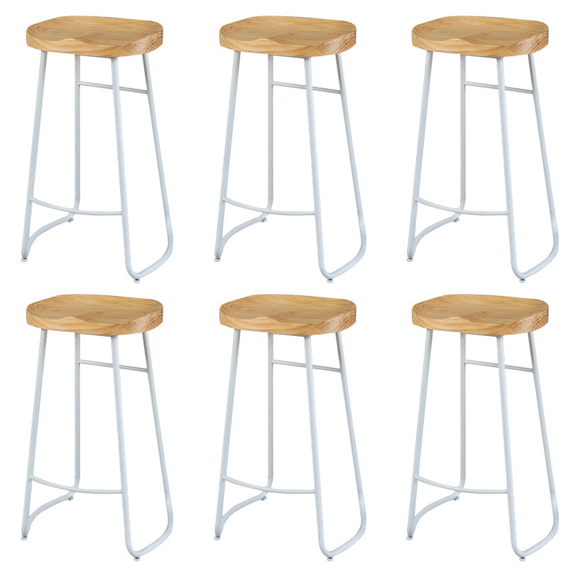 Contemporary Wood Seat Bar Stool Metal Bar Stool for Home Use 6 Piece Set Backless Clearhalo 'Bar Furniture' 'Bar Stools' 'bar_stools' 'furn' 'furn_bar_stools' 'Furniture' 'Kitchen & Dining Furniture' 6186164