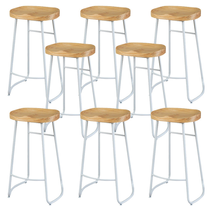 Contemporary Wood Seat Bar Stool Metal Bar Stool for Home Use 8 Piece Set Backless Clearhalo 'Bar Furniture' 'Bar Stools' 'bar_stools' 'furn' 'furn_bar_stools' 'Furniture' 'Kitchen & Dining Furniture' 6186168