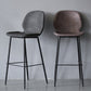 Modern Backrest Armless Counter Stool Iron Cafe Bar High Stool with Leather Cushion