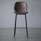 Modern Backrest Armless Counter Stool Iron Cafe Bar High Stool with Leather Cushion