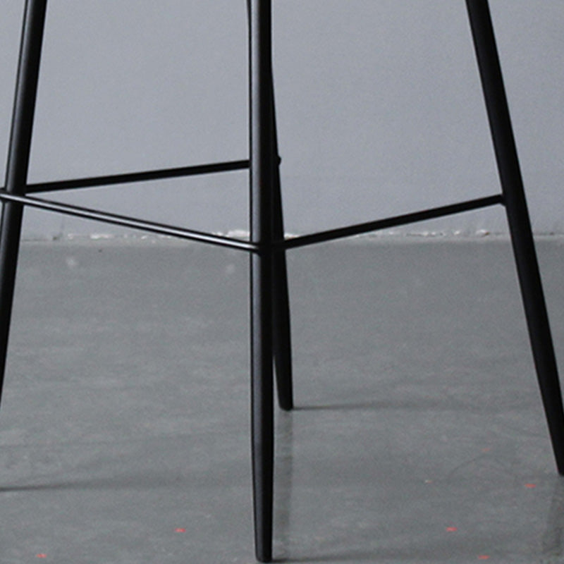 Modern Backrest Armless Counter Stool Iron Cafe Bar High Stool with Leather Cushion