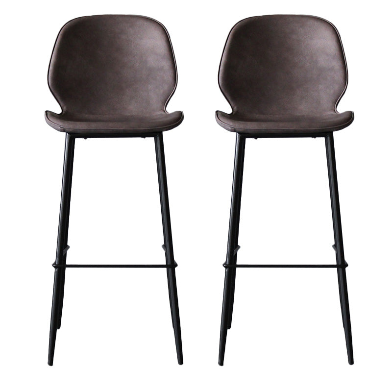 Modern Backrest Armless Counter Stool Iron Cafe Bar High Stool with Leather Cushion