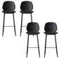 Modern Backrest Armless Counter Stool Iron Cafe Bar High Stool with Leather Cushion