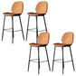 Modern Backrest Armless Counter Stool Iron Cafe Bar High Stool with Leather Cushion
