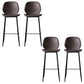 Modern Backrest Armless Counter Stool Iron Cafe Bar High Stool with Leather Cushion