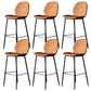 Modern Backrest Armless Counter Stool Iron Cafe Bar High Stool with Leather Cushion