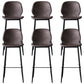 Modern Backrest Armless Counter Stool Iron Cafe Bar High Stool with Leather Cushion