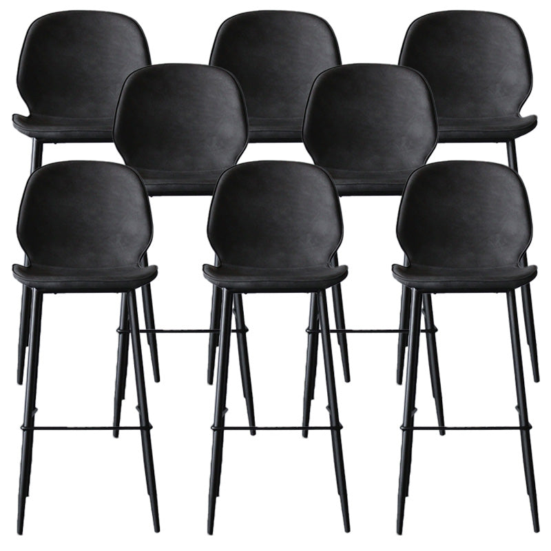 Modern Backrest Armless Counter Stool Iron Cafe Bar High Stool with Leather Cushion