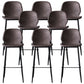Modern Backrest Armless Counter Stool Iron Cafe Bar High Stool with Leather Cushion