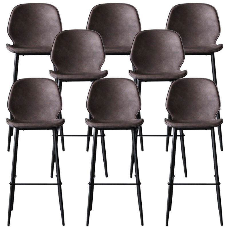 Modern Backrest Armless Counter Stool Iron Cafe Bar High Stool with Leather Cushion