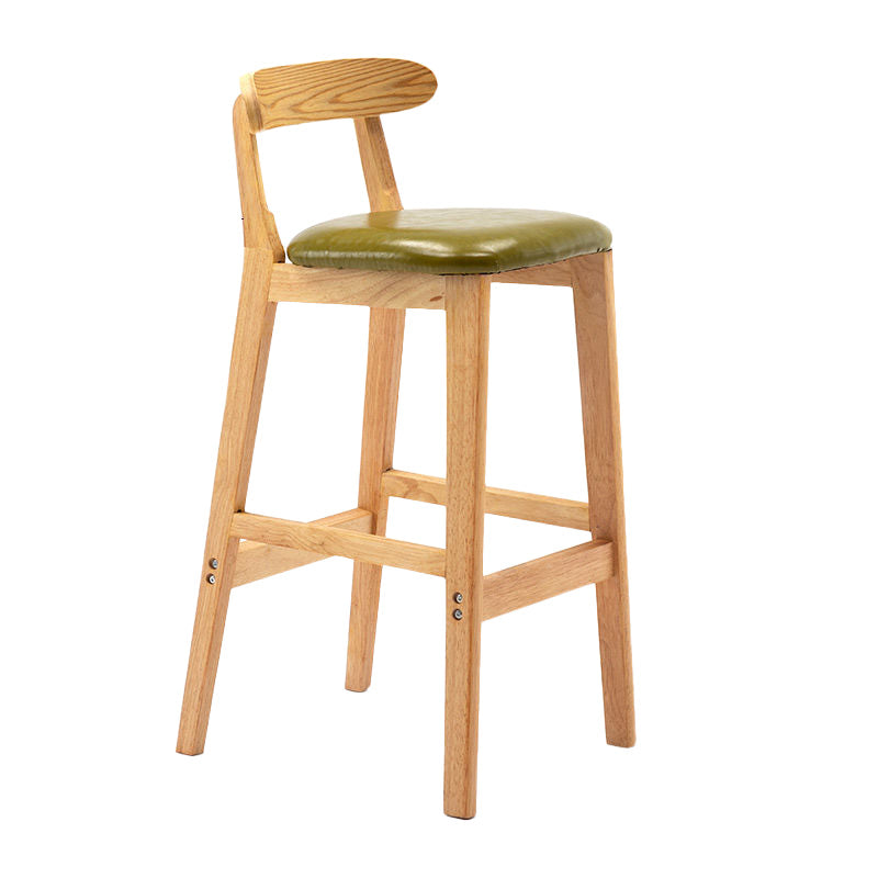 Industrial Armless Backrest Counter Stool Rubber Wood Cafe Bar Stool with Pedal Green 1 Piece Clearhalo 'Bar Furniture' 'Bar Stools' 'bar_stools' 'furn' 'furn_bar_stools' 'Furniture' 'Kitchen & Dining Furniture' 6186247