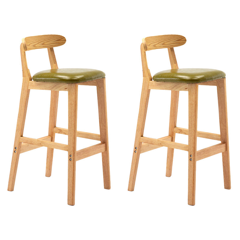 Industrial Armless Backrest Counter Stool Rubber Wood Cafe Bar Stool with Pedal Green 2 Piece Set Clearhalo 'Bar Furniture' 'Bar Stools' 'bar_stools' 'furn' 'furn_bar_stools' 'Furniture' 'Kitchen & Dining Furniture' 6186264