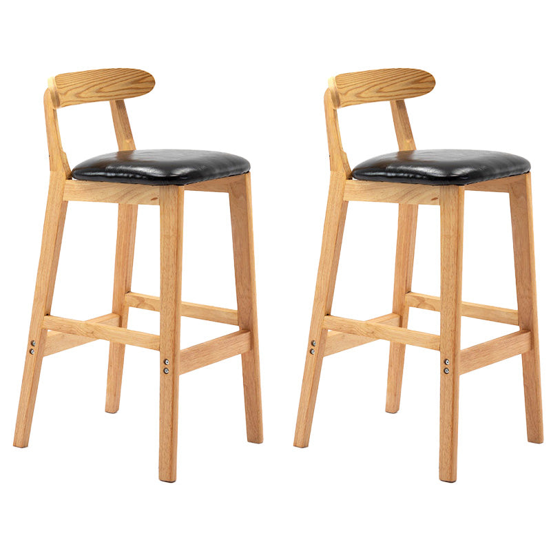 Industrial Armless Backrest Counter Stool Rubber Wood Cafe Bar Stool with Pedal Black 2 Piece Set Clearhalo 'Bar Furniture' 'Bar Stools' 'bar_stools' 'furn' 'furn_bar_stools' 'Furniture' 'Kitchen & Dining Furniture' 6186265