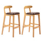 Industrial Armless Backrest Counter Stool Rubber Wood Cafe Bar Stool with Pedal Brown 2 Piece Set Clearhalo 'Bar Furniture' 'Bar Stools' 'bar_stools' 'furn' 'furn_bar_stools' 'Furniture' 'Kitchen & Dining Furniture' 6186266
