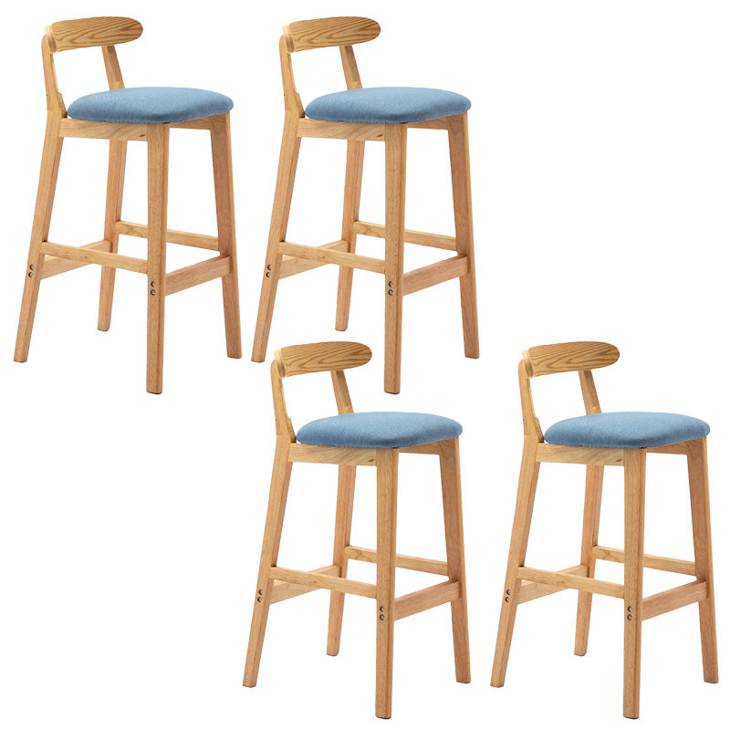 Industrial Armless Backrest Counter Stool Rubber Wood Cafe Bar Stool with Pedal Sky Blue 4 Piece Set Clearhalo 'Bar Furniture' 'Bar Stools' 'bar_stools' 'furn' 'furn_bar_stools' 'Furniture' 'Kitchen & Dining Furniture' 6186274