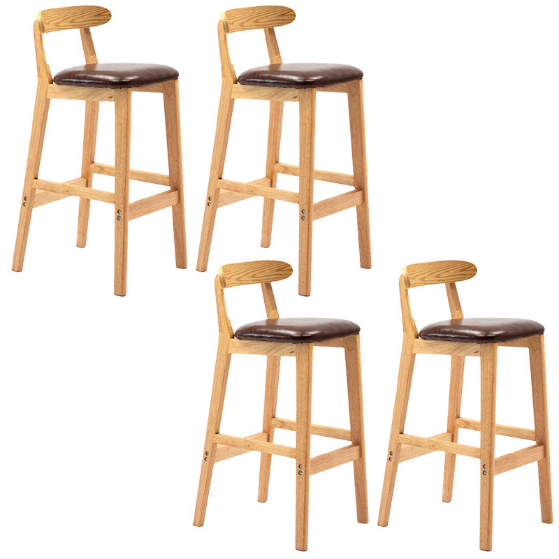 Industrial Armless Backrest Counter Stool Rubber Wood Cafe Bar Stool with Pedal Brown 4 Piece Set Clearhalo 'Bar Furniture' 'Bar Stools' 'bar_stools' 'furn' 'furn_bar_stools' 'Furniture' 'Kitchen & Dining Furniture' 6186280