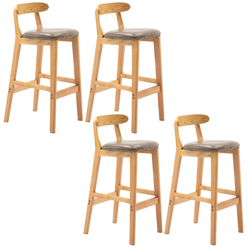 Industrial Armless Backrest Counter Stool Rubber Wood Cafe Bar Stool with Pedal Grey 4 Piece Set Clearhalo 'Bar Furniture' 'Bar Stools' 'bar_stools' 'furn' 'furn_bar_stools' 'Furniture' 'Kitchen & Dining Furniture' 6186282