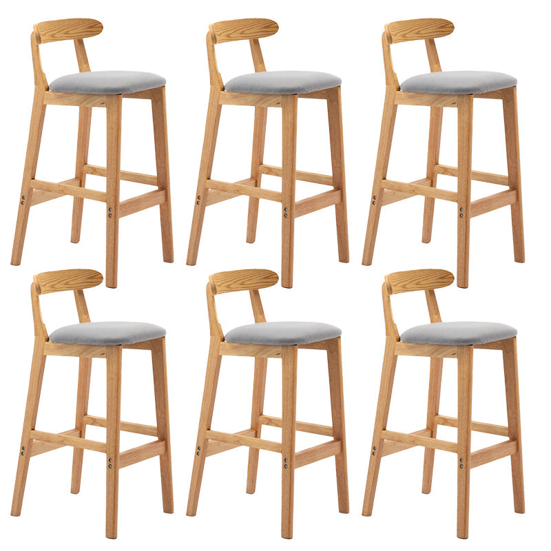 Industrial Armless Backrest Counter Stool Rubber Wood Cafe Bar Stool with Pedal Light Gray 6 Piece Set Clearhalo 'Bar Furniture' 'Bar Stools' 'bar_stools' 'furn' 'furn_bar_stools' 'Furniture' 'Kitchen & Dining Furniture' 6186285