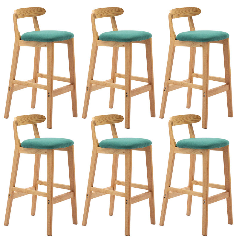 Industrial Armless Backrest Counter Stool Rubber Wood Cafe Bar Stool with Pedal Mint Green 6 Piece Set Clearhalo 'Bar Furniture' 'Bar Stools' 'bar_stools' 'furn' 'furn_bar_stools' 'Furniture' 'Kitchen & Dining Furniture' 6186286