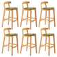 Industrial Armless Backrest Counter Stool Rubber Wood Cafe Bar Stool with Pedal Green 6 Piece Set Clearhalo 'Bar Furniture' 'Bar Stools' 'bar_stools' 'furn' 'furn_bar_stools' 'Furniture' 'Kitchen & Dining Furniture' 6186292