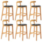 Industrial Armless Backrest Counter Stool Rubber Wood Cafe Bar Stool with Pedal Black 6 Piece Set Clearhalo 'Bar Furniture' 'Bar Stools' 'bar_stools' 'furn' 'furn_bar_stools' 'Furniture' 'Kitchen & Dining Furniture' 6186293