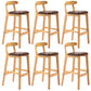 Industrial Armless Backrest Counter Stool Rubber Wood Cafe Bar Stool with Pedal Brown 6 Piece Set Clearhalo 'Bar Furniture' 'Bar Stools' 'bar_stools' 'furn' 'furn_bar_stools' 'Furniture' 'Kitchen & Dining Furniture' 6186294