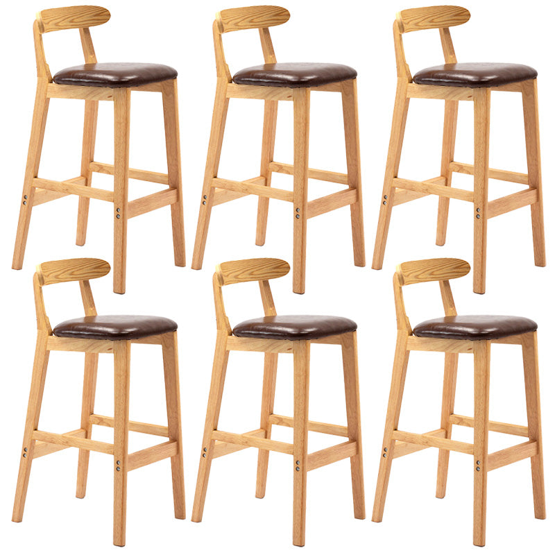 Industrial Armless Backrest Counter Stool Rubber Wood Cafe Bar Stool with Pedal Brown 6 Piece Set Clearhalo 'Bar Furniture' 'Bar Stools' 'bar_stools' 'furn' 'furn_bar_stools' 'Furniture' 'Kitchen & Dining Furniture' 6186294