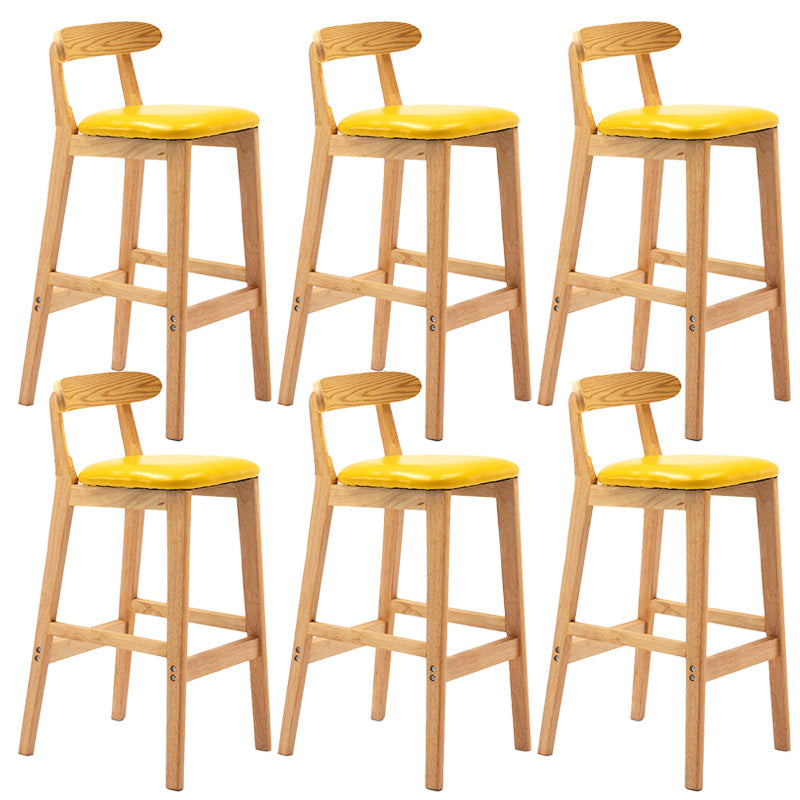 Industrial Armless Backrest Counter Stool Rubber Wood Cafe Bar Stool with Pedal Yellow 6 Piece Set Clearhalo 'Bar Furniture' 'Bar Stools' 'bar_stools' 'furn' 'furn_bar_stools' 'Furniture' 'Kitchen & Dining Furniture' 6186295