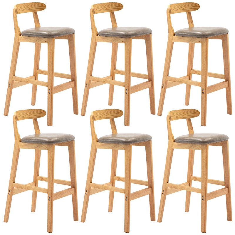 Industrial Armless Backrest Counter Stool Rubber Wood Cafe Bar Stool with Pedal Grey 6 Piece Set Clearhalo 'Bar Furniture' 'Bar Stools' 'bar_stools' 'furn' 'furn_bar_stools' 'Furniture' 'Kitchen & Dining Furniture' 6186296