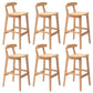 Industrial Armless Backrest Counter Stool Rubber Wood Cafe Bar Stool with Pedal Natural 6 Piece Set Clearhalo 'Bar Furniture' 'Bar Stools' 'bar_stools' 'furn' 'furn_bar_stools' 'Furniture' 'Kitchen & Dining Furniture' 6186298