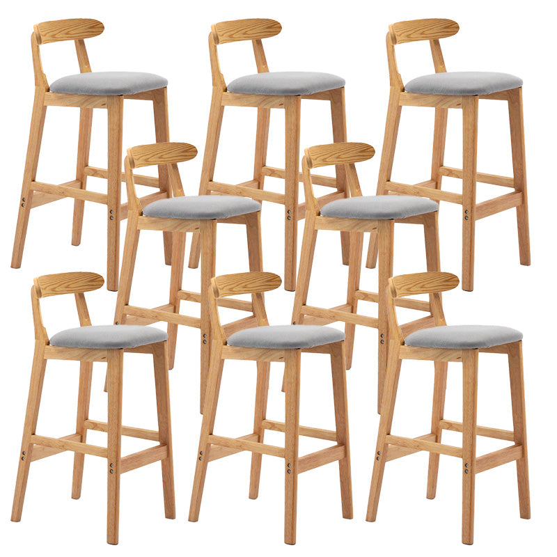 Industrial Armless Backrest Counter Stool Rubber Wood Cafe Bar Stool with Pedal Light Gray 8 Piece Set Clearhalo 'Bar Furniture' 'Bar Stools' 'bar_stools' 'furn' 'furn_bar_stools' 'Furniture' 'Kitchen & Dining Furniture' 6186299