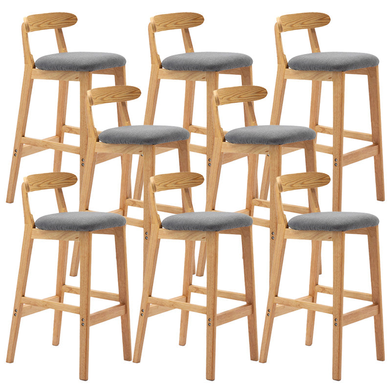 Industrial Armless Backrest Counter Stool Rubber Wood Cafe Bar Stool with Pedal Smoke Gray 8 Piece Set Clearhalo 'Bar Furniture' 'Bar Stools' 'bar_stools' 'furn' 'furn_bar_stools' 'Furniture' 'Kitchen & Dining Furniture' 6186301