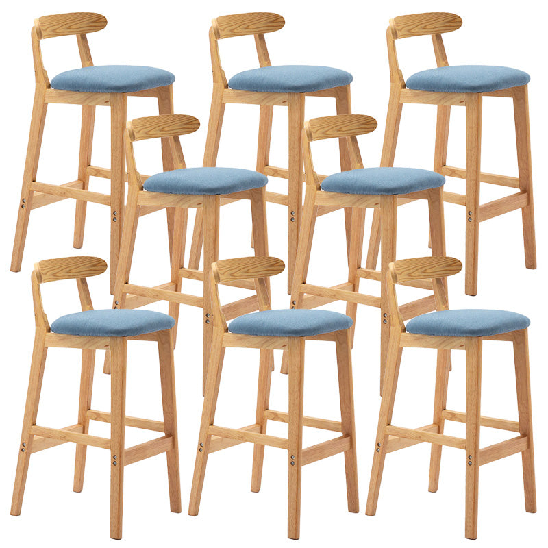 Industrial Armless Backrest Counter Stool Rubber Wood Cafe Bar Stool with Pedal Sky Blue 8 Piece Set Clearhalo 'Bar Furniture' 'Bar Stools' 'bar_stools' 'furn' 'furn_bar_stools' 'Furniture' 'Kitchen & Dining Furniture' 6186302