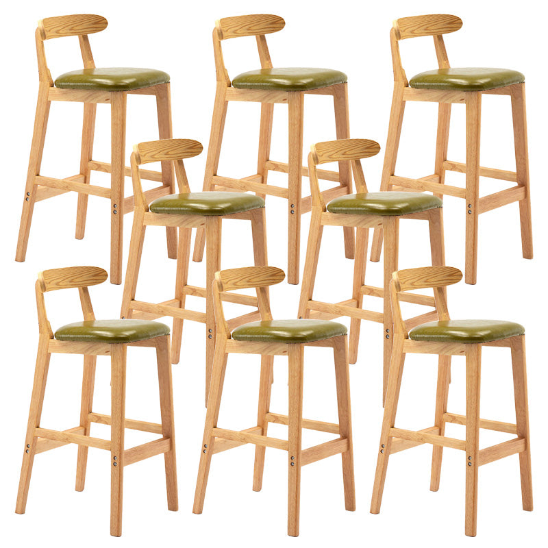 Industrial Armless Backrest Counter Stool Rubber Wood Cafe Bar Stool with Pedal Green 8 Piece Set Clearhalo 'Bar Furniture' 'Bar Stools' 'bar_stools' 'furn' 'furn_bar_stools' 'Furniture' 'Kitchen & Dining Furniture' 6186306
