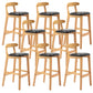 Industrial Armless Backrest Counter Stool Rubber Wood Cafe Bar Stool with Pedal Black 8 Piece Set Clearhalo 'Bar Furniture' 'Bar Stools' 'bar_stools' 'furn' 'furn_bar_stools' 'Furniture' 'Kitchen & Dining Furniture' 6186307