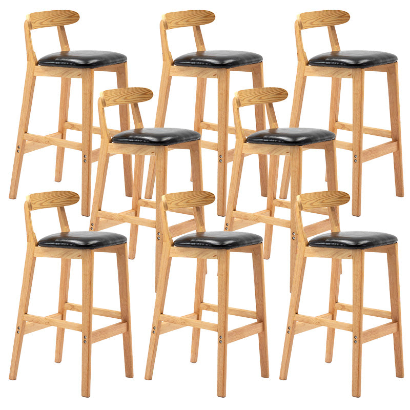 Industrial Armless Backrest Counter Stool Rubber Wood Cafe Bar Stool with Pedal Black 8 Piece Set Clearhalo 'Bar Furniture' 'Bar Stools' 'bar_stools' 'furn' 'furn_bar_stools' 'Furniture' 'Kitchen & Dining Furniture' 6186307