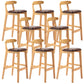 Industrial Armless Backrest Counter Stool Rubber Wood Cafe Bar Stool with Pedal Brown 8 Piece Set Clearhalo 'Bar Furniture' 'Bar Stools' 'bar_stools' 'furn' 'furn_bar_stools' 'Furniture' 'Kitchen & Dining Furniture' 6186308