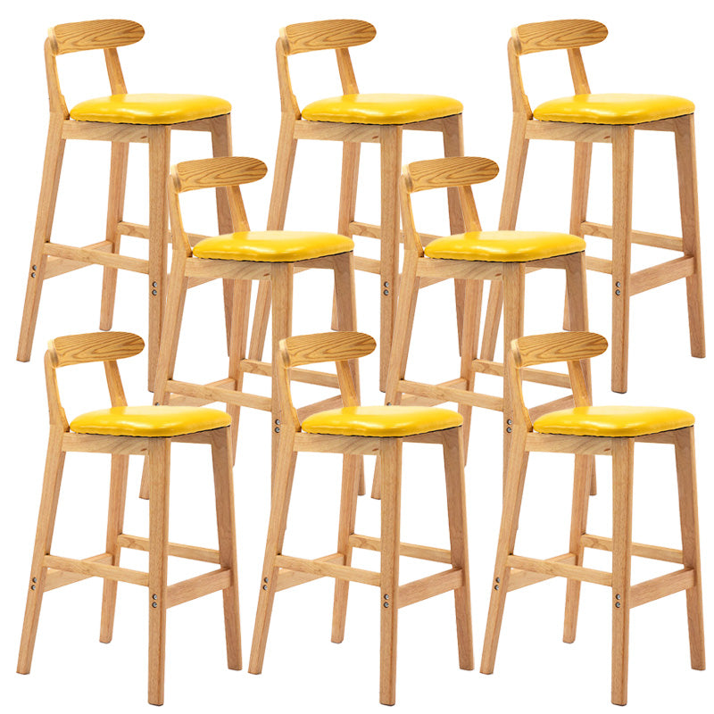 Industrial Armless Backrest Counter Stool Rubber Wood Cafe Bar Stool with Pedal Yellow 8 Piece Set Clearhalo 'Bar Furniture' 'Bar Stools' 'bar_stools' 'furn' 'furn_bar_stools' 'Furniture' 'Kitchen & Dining Furniture' 6186309