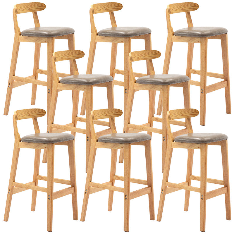 Industrial Armless Backrest Counter Stool Rubber Wood Cafe Bar Stool with Pedal Grey 8 Piece Set Clearhalo 'Bar Furniture' 'Bar Stools' 'bar_stools' 'furn' 'furn_bar_stools' 'Furniture' 'Kitchen & Dining Furniture' 6186310