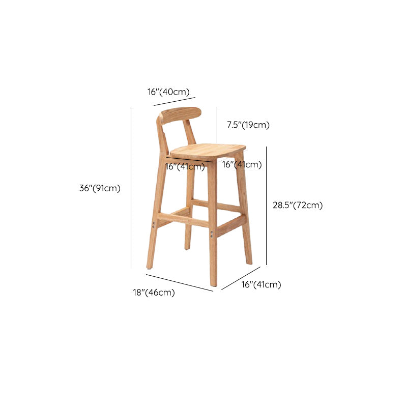 Industrial Armless Backrest Counter Stool Rubber Wood Cafe Bar Stool with Pedal Clearhalo 'Bar Furniture' 'Bar Stools' 'bar_stools' 'furn' 'furn_bar_stools' 'Furniture' 'Kitchen & Dining Furniture' 6186313