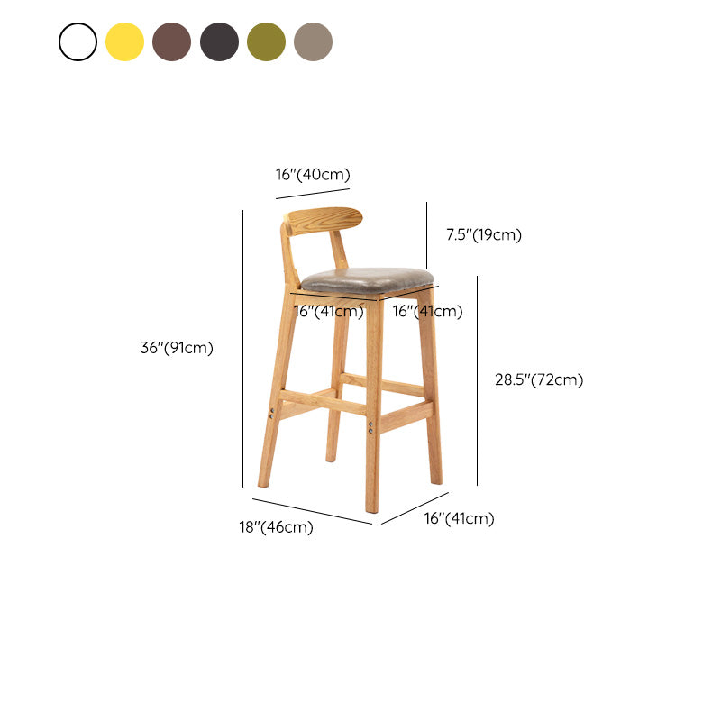 Industrial Armless Backrest Counter Stool Rubber Wood Cafe Bar Stool with Pedal Clearhalo 'Bar Furniture' 'Bar Stools' 'bar_stools' 'furn' 'furn_bar_stools' 'Furniture' 'Kitchen & Dining Furniture' 6186315