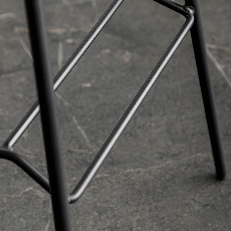 Modern Backrest Armless Counter Stool Iron Bistro Bar Stool with Leather Cushion