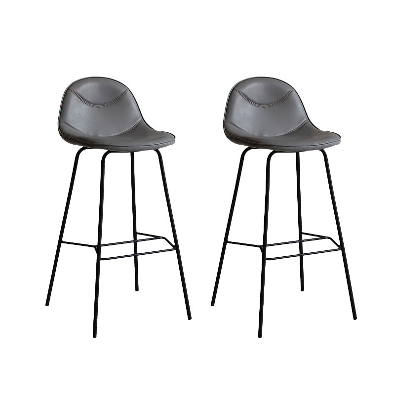 Modern Backrest Armless Counter Stool Iron Bistro Bar Stool with Leather Cushion