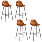Modern Backrest Armless Counter Stool Iron Bistro Bar Stool with Leather Cushion