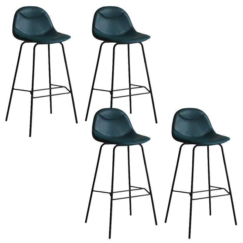 Modern Backrest Armless Counter Stool Iron Bistro Bar Stool with Leather Cushion