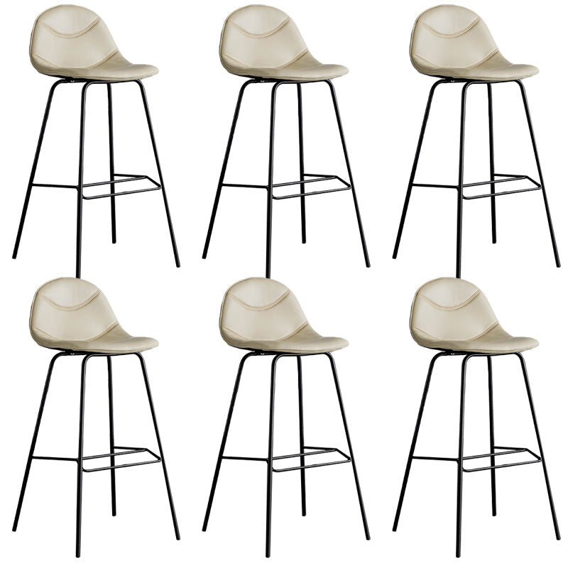 Modern Backrest Armless Counter Stool Iron Bistro Bar Stool with Leather Cushion