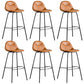 Modern Backrest Armless Counter Stool Iron Bistro Bar Stool with Leather Cushion