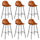 Modern Backrest Armless Counter Stool Iron Bistro Bar Stool with Leather Cushion